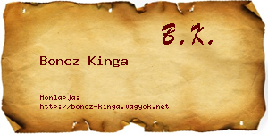 Boncz Kinga névjegykártya